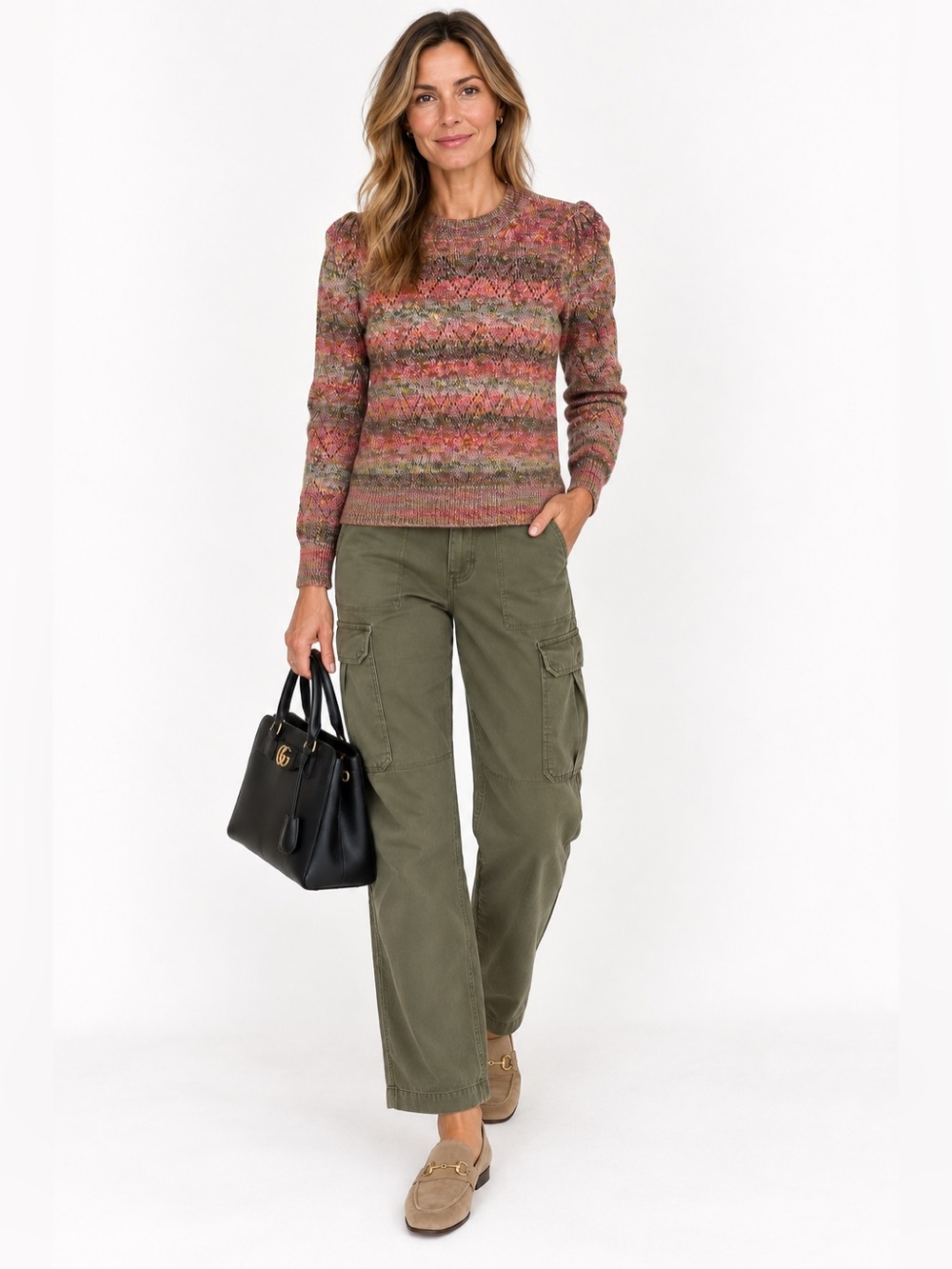 Vanessa Bruno Sissi Popcorn Multicolor Pointelle Knit Sweater Size S
